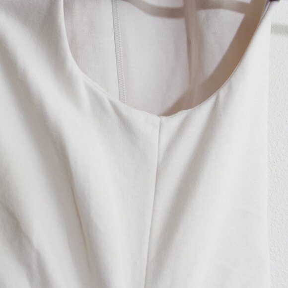 COS Gathered Asymmetric Midi Dress White V-Neck Ruched Cinched Sleeveless Small - Picture 8 of 16
